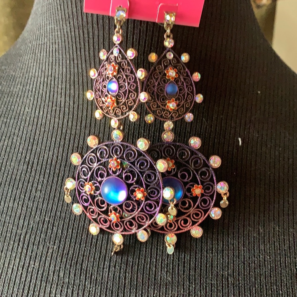 Betsey Johnson long filigree earrings